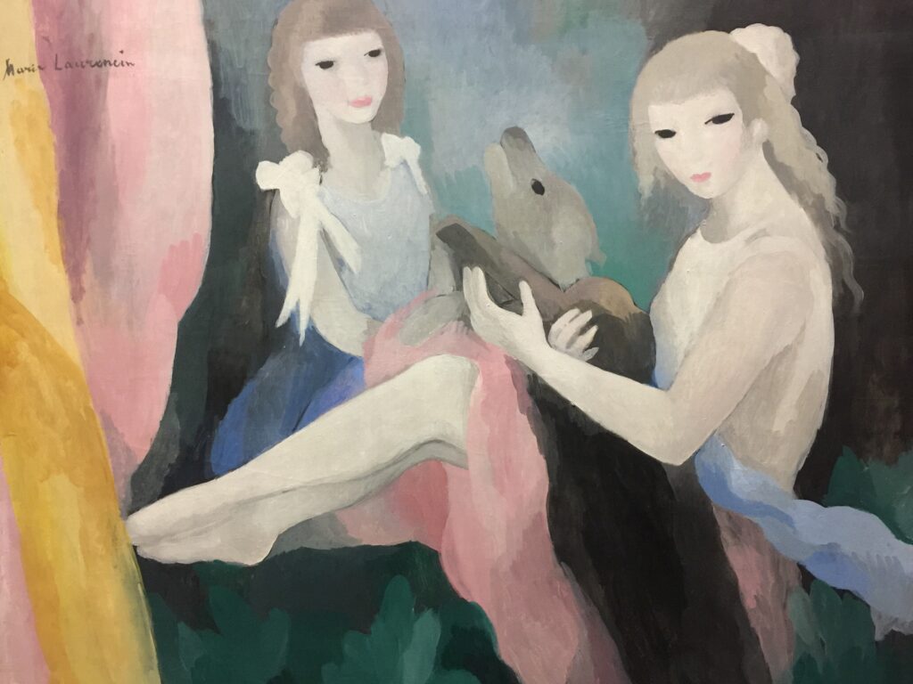 マリー・ローランサン作「犬を連れた女たち」