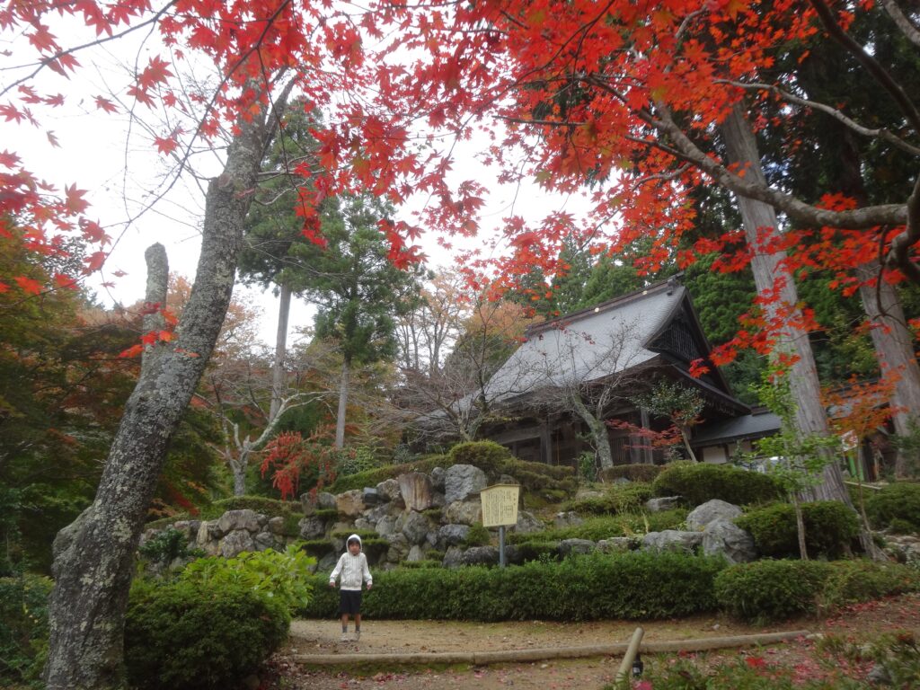 鶏足寺近くの石道寺と色づき始めた紅葉