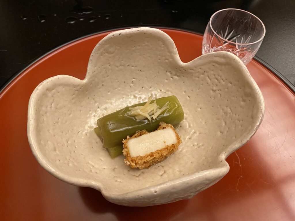 東京 芝 とうふ屋うかい・秋茄子と帆立