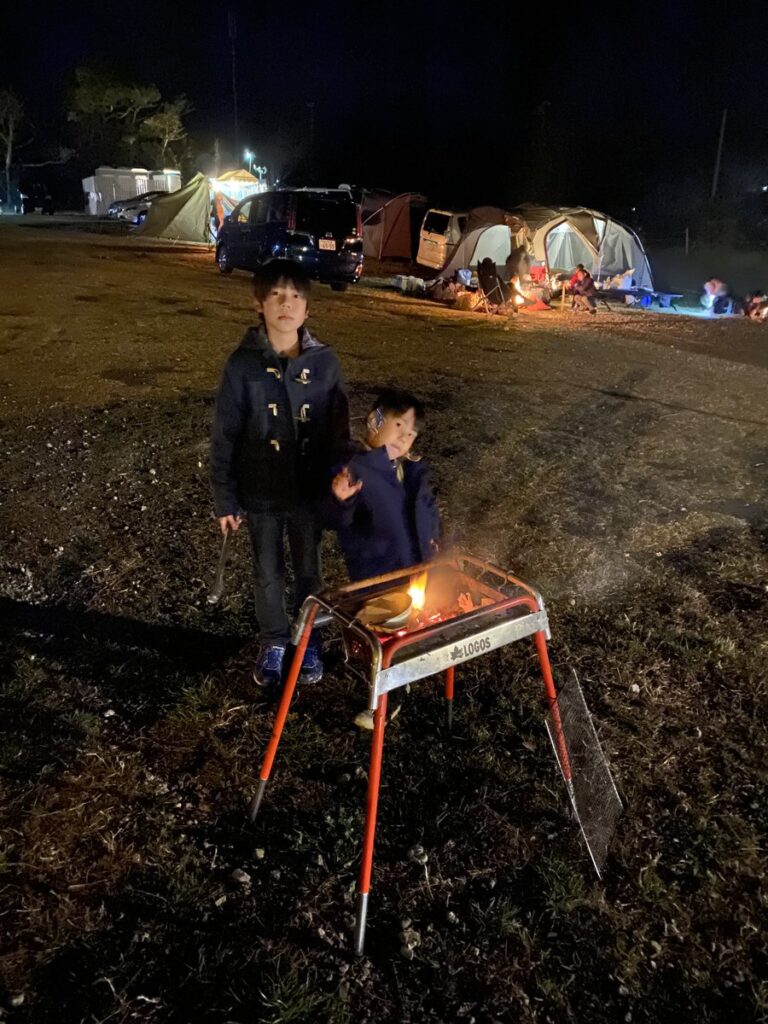 館山サザンビレッジでの焚き火時間