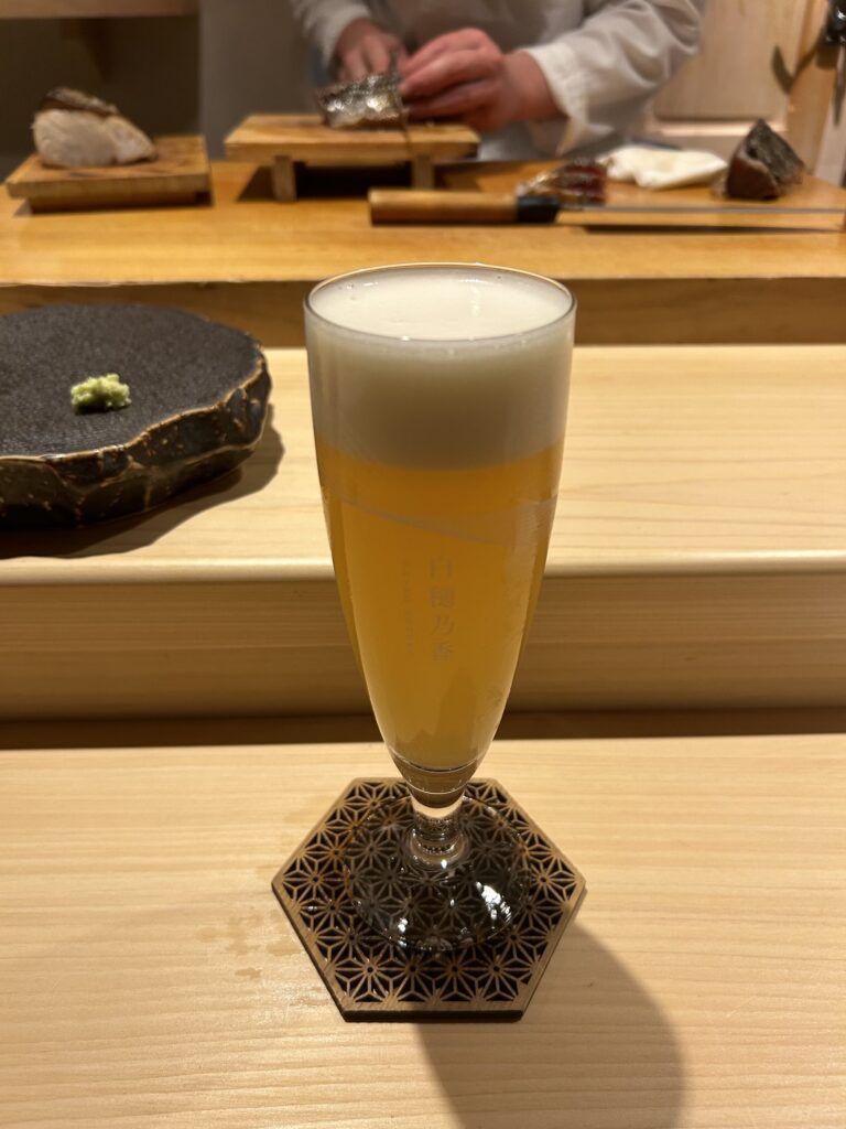 鮨おこめ・SAPPOROの白ビール「白穂乃香（しろほのか）」