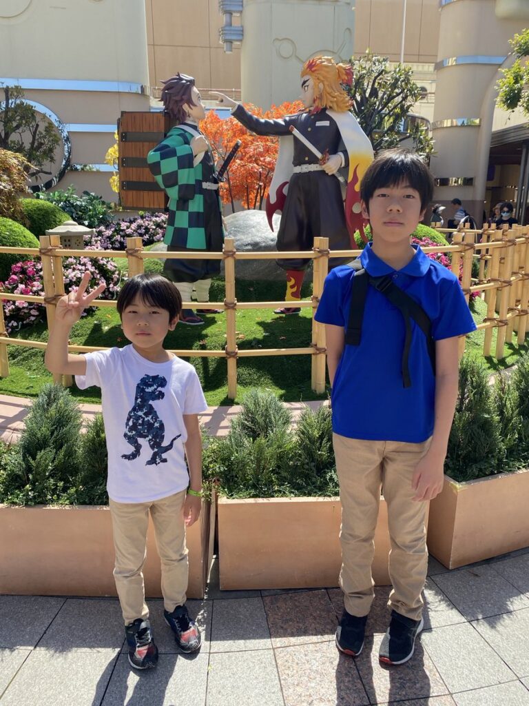 USJ「鬼滅の刃 XRライド」前の炭治郎と煉獄杏寿郎