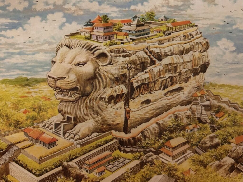 シーギリヤロックの巨大ライオン像の復元想像図