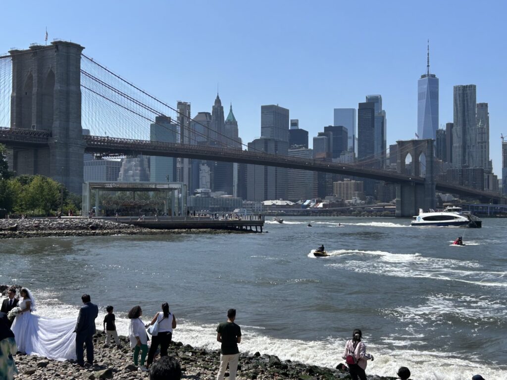 Empire-Fulton Ferry State Parkから望む、マンハッタン島